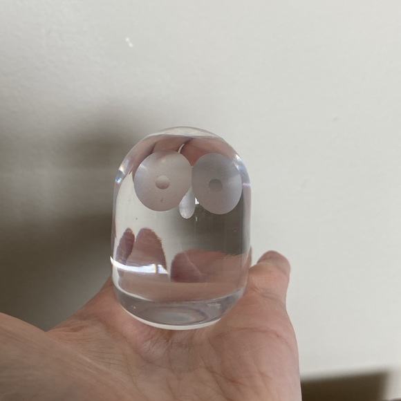 Vintage Modernist Lead Crystal Owl Sculpture Paperweight, small - Picture 2 of 3